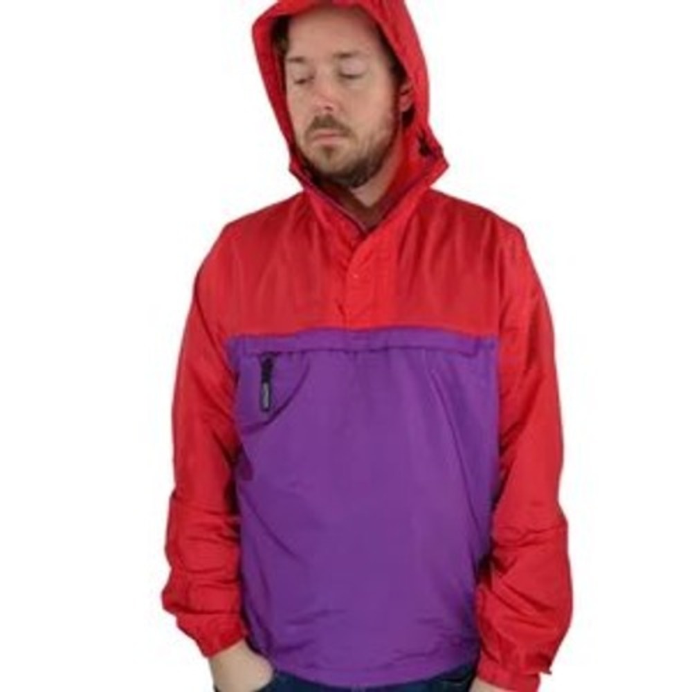 Patagonia Vintage Anorak Windbreaker Colorblock Size Medium Red Purple Men's